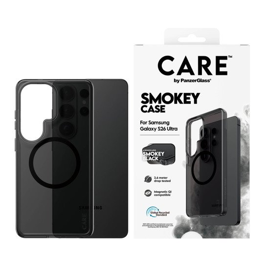 PanzerGlass CARE™ by ® Urban Explorer Case Smokey w. Black Qi Samsung Galaxy S26 Ultra coque de protection pour téléphones portables Housse Noir