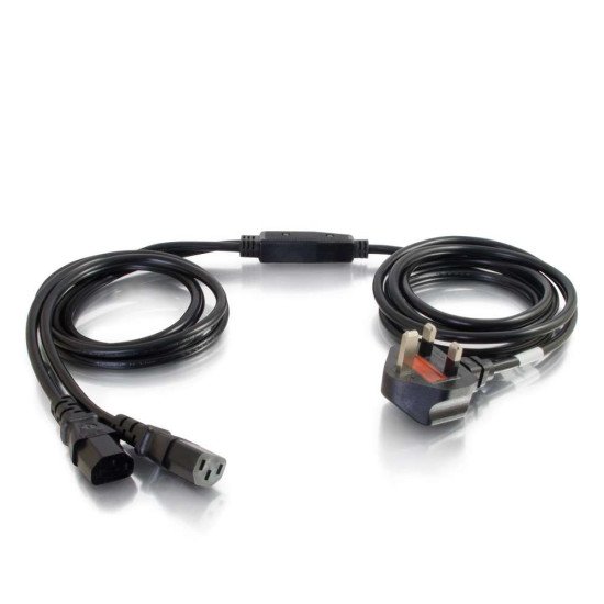 C2G Cbl/3m BS 1363 to 2x C13 Y-Cable Noir