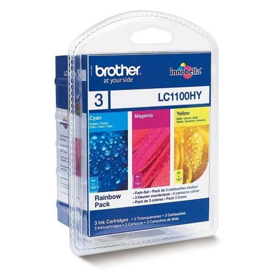 Brother LC-1100HYRBWBP Pack de 3 cartouches Cyan, Magenta, Jaune