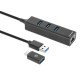 Manhattan Dock/hub combo USB-C & USB-A, 4 ports : Ethernet + 3x USB-A, 5 Gbit/s (USB 3.0), Alimenté par USB (aucune alimentation externe requise)