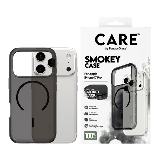 PanzerGlass CARE by ® Flagship Case Urban Explorer Smokey w. Black MagSafe iPhone 17 Pro coque de protection pour téléphones portables Housse Noir PanzerGlass CARE by ® Flagship Case Urban Explorer Smokey w. Black MagSafe iPhone 17 Pro coque de protection pour téléphones portables Housse Noir