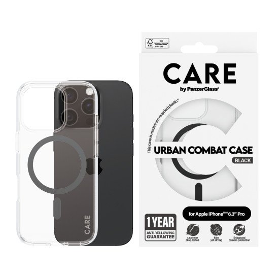 PanzerGlass CARE by PG BLK MagSafe iPhone16 6.3 Pro coque de protection pour téléphones portables Housse Transparent PanzerGlass CARE by PG BLK MagSafe iPhone16 6.3 Pro coque de protection pour téléphones portables Housse Transparent
