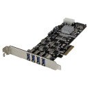 StarTech.com Carte Contrôleur PCI Express vers 4 Ports USB 3.0 avec 4 voies dédiés de 5 Gb/s - UASP - Alim SATA / LP4 StarTech.com Carte Contrôleur PCI Express vers 4 Ports USB 3.0 avec 4 voies dédiés de 5 Gb/s - UASP - Alim SATA / LP4