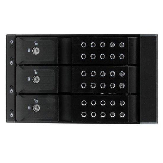 StarTech.com Rack Mobile en Aluminum Sans Tiroir pour 3x Disque Dur SAS II/SATA III 6 Gbps - Hot Swap