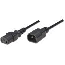 Manhattan Câble d'alimentation C14 mâle vers C13 femelle, pour connexion moniteur à unité centrale, 1,8 m, 10 A, noir, câble secteur, garantie à vie