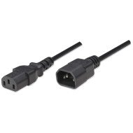 Manhattan Câble d'alimentation C14 mâle vers C13 femelle, pour connexion moniteur à unité centrale, 1,8 m, 10 A, noir, câble secteur, garantie à vie