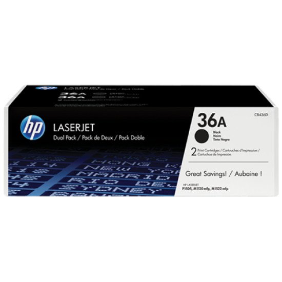 HP 36A / CB436AD Pack de 2 toners Noir