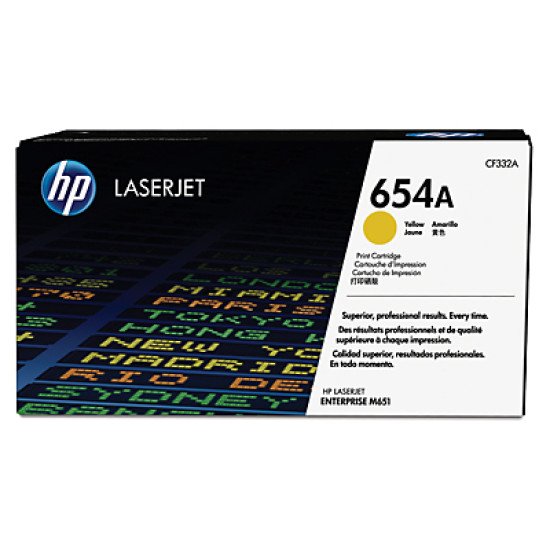 HP 654A Yellow Original LaserJet Toner Cartridge / CF332A Toner Jaune