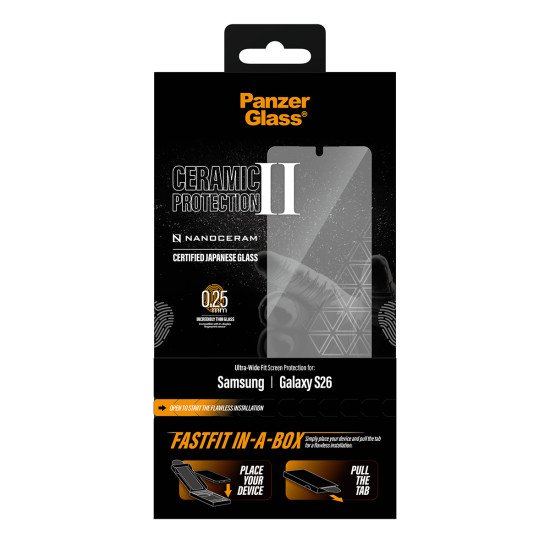 PanzerGlass ® Ceramic Screen Protector Samsung Galaxy S26 | Ultra-Wide Fit w. Fastfit in-a-box Protection d'écran transparent 1 pièce(s)