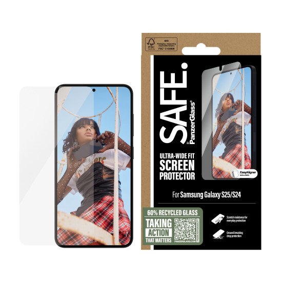 PanzerGlass SAFE. by ® Screen Protector Samsung Galaxy S25 | S24 | Ultra-Wide Fit w. EasyAligner Protection d'écran transparent 1 pièce(s)