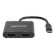Manhattan Adaptateur USB-C vers double HDMI + USB-A, double 4K@30Hz ou 4K@60Hz (un écran), PD 100 W, 480 Mbit/s (USB 2.0), câble 15 cm, noir, garantie 3 ans