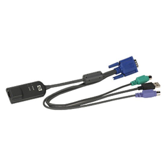 HPE AF629A adaptateur et connecteur de câbles VGA, 2xPS2, USB RJ-45 Noir, Bleu, Vert, Violet