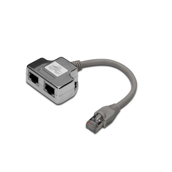 Digitus RJ45/2 x RJ45, 0.19 m RJ-45 2 x RJ-45 Gris, Argent