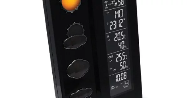 Station Météo Technoline WS9612 - Radio Pilotée - Température Intérieure/Extérieure - Prévisions - Noir