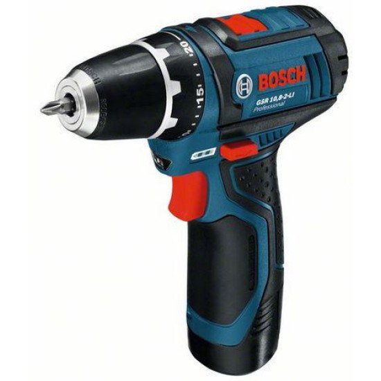 Bosch GSR 10,8-2-LI Professional Sans clé Noir, Bleu, Rouge