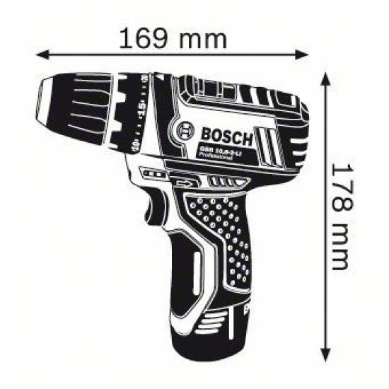 Bosch GSR 10,8-2-LI Professional Sans clé Noir, Bleu, Rouge