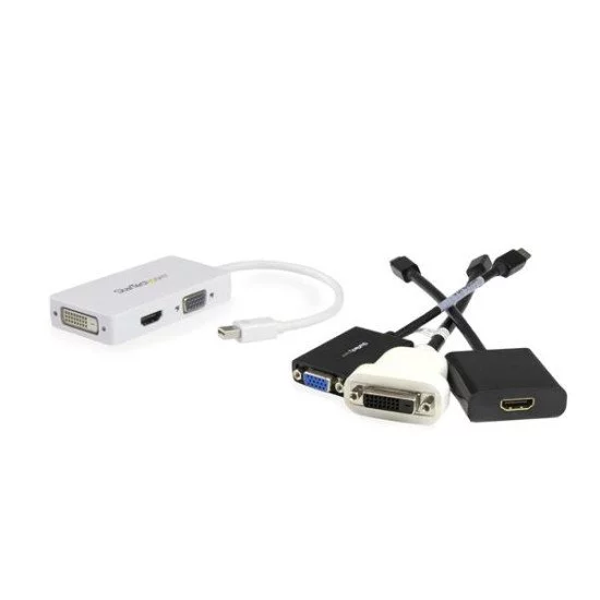 StarTech.com Adaptateur de voyage Mini DisplayPort vers VGA / DVI / HDMI - Convertisseur vidéo 3-en-1 - Blanc StarTech.com Adaptateur de voyage Mini DisplayPort vers VGA / DVI / HDMI - Convertisseur vidéo 3-en-1 - Blanc