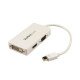 StarTech.com Adaptateur de voyage Mini DisplayPort vers VGA / DVI / HDMI - Convertisseur vidéo 3-en-1 - Blanc