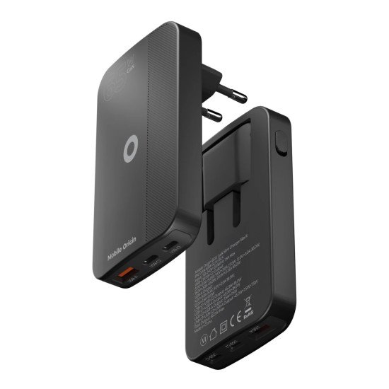 Mobile Origin GAN-65W-SLM-BLK chargeur d'appareils mobiles Universel Noir USB Charge rapide Intérieure
