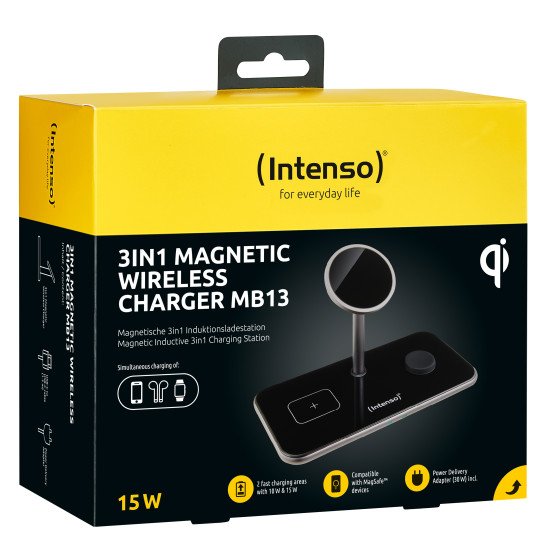 Intenso MB13 Casques, Smartphone, Smartwatch Noir USB Recharge sans fil Charge rapide Intérieure