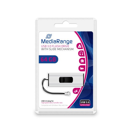 MediaRange MR917 lecteur USB flash 64 Go USB Type-A 3.2 Gen 1 (3.1 Gen 1) Noir, Argent MediaRange MR917 lecteur USB flash 64 Go USB Type-A 3.2 Gen 1 (3.1 Gen 1) Noir, Argent