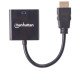 Manhattan Adaptateur HDMI vers VGA 1080p, 30 cm, mâle vers femelle, port alimentation micro-USB si nécessaire, noir, garantie 3 ans, équivalent à HD2VGAE2