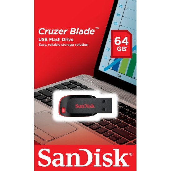 Sandisk Cruzer Blade lecteur USB flash 64 Go USB Type-A 2.0 Noir, Rouge