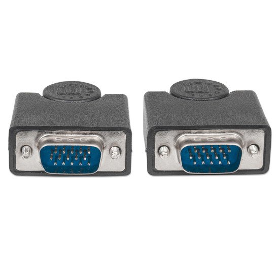 Manhattan Câble VGA pour écran, 1,8 m, HD15 mâle/mâle, spécification SVGA supérieure, entièrement compatible VGA, blindage intégral, noir, garantie à vie, équivalent à MXT101MM