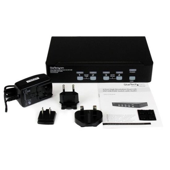 StarTech.com Commutateur KVM 4 Ports DVI USB, Montage en Rack et Audio - Switch KVM - 2560x1600