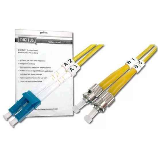 Digitus 5m LC / ST câble de fibre optique OS2 Blue,White,Yellow Digitus 5m LC / ST câble de fibre optique OS2 Blue,White,Yellow