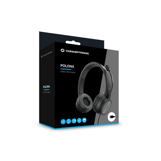 Conceptronic POLONA05B casque Avec fil Arceau Appels/Musique USB Type-A Noir