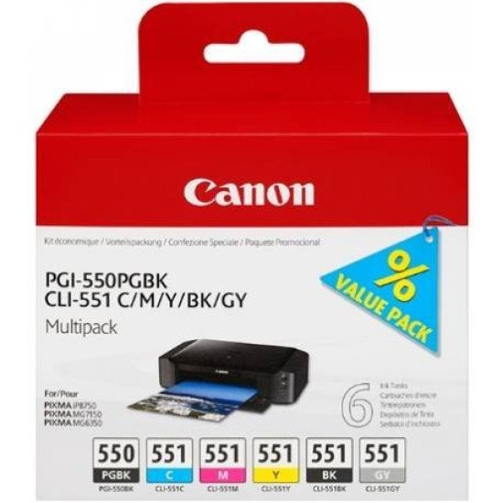Canon PGI-550PGBK-CLI551 / Pack de 6 cartouches d'encre.