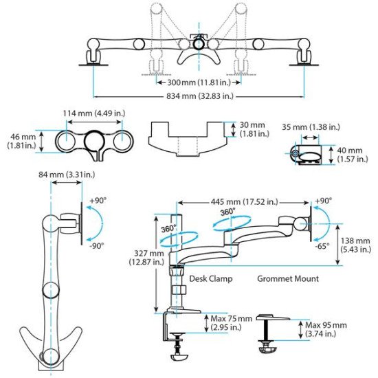 StarTech.com ARMDUAL Bras articulé pour 2 moniteurs 24" 