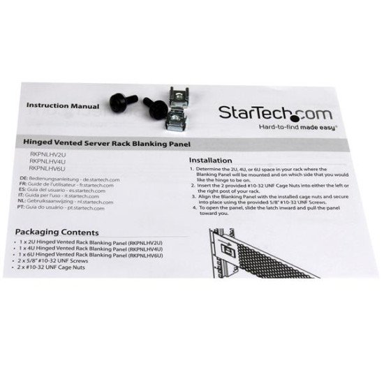 StarTech.com Panneau vierge ventilé à charnières pour rack de serveur 2U - Panneau de remplissage pour armoire