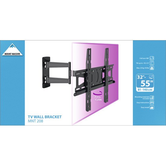 Mount Massive MNT 208 support pour téléviseur 139,7 cm (55") Noir