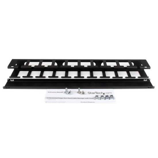 StarTech.com Panneau de gestion de câbles horizontal 1U pour rack de serveur - Guide pour câbles avec couverture StarTech.com Panneau de gestion de câbles horizontal 1U pour rack de serveur - Guide pour câbles avec couverture