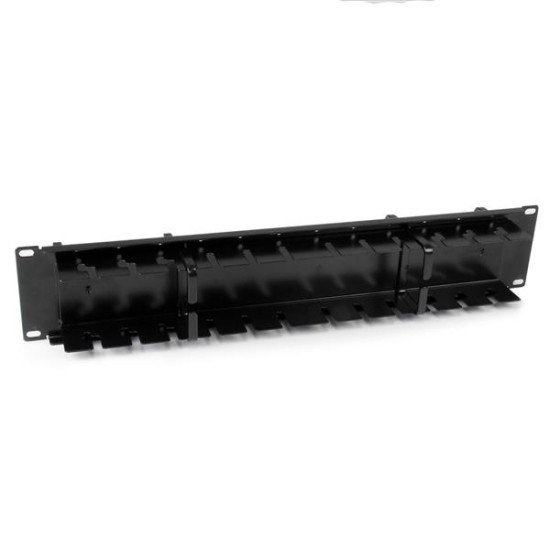 StarTech.com Panneau double de gestion de câbles horizontal 2U pour rack de serveur - Guide pour câbles avec anneaux