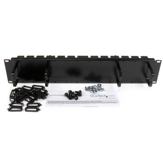 StarTech.com Panneau double de gestion de câbles horizontal 2U pour rack de serveur - Guide pour câbles avec anneaux