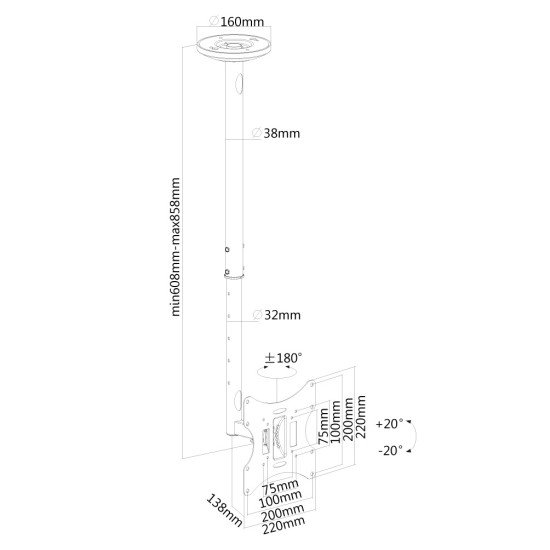 Newstar Support de plafond écrans plat