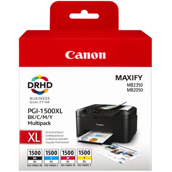 Canon PGI-1500XL C/M/Y/BK Cartouche encre / Noir, Cyan, Magenta, Jaune Canon PGI-1500XL C/M/Y/BK Cartouche encre / Noir, Cyan, Magenta, Jaune