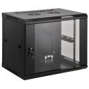 Intellinet Armoire réseau murale 19" (standard), 12U, profondeur 450 mm, noire, assemblée, charge max. 60 kg, utilisable sur bureau ou sol, profondeur utile 350 mm, porte métal et verre, panneaux latéraux amovibles