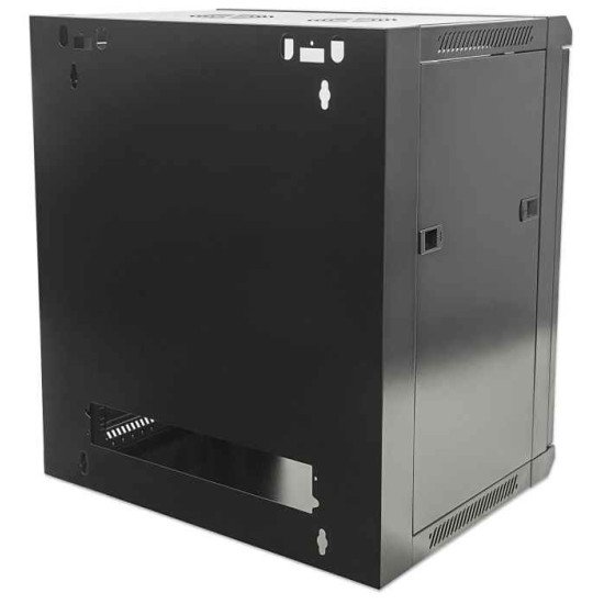 Intellinet Armoire réseau murale 19" (standard), 15U, profondeur 600 mm, noire, en kit, charge max. 60 kg, utilisable sur bureau ou sol, profondeur utile 410 mm, porte métal et verre, panneaux latéraux amovibles