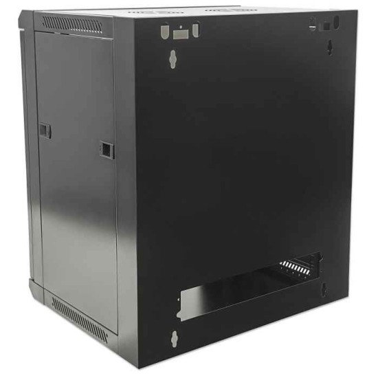 Intellinet Armoire réseau murale 19" (standard), 15U, profondeur 600 mm, noire, en kit, charge max. 60 kg, utilisable sur bureau ou sol, profondeur utile 410 mm, porte métal et verre, panneaux latéraux amovibles