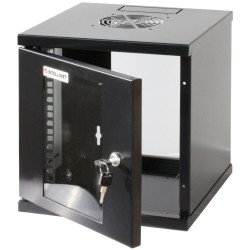 Intellinet Armoire réseau murale 10" (standard), 6U, profondeur 300 mm, noire, assemblée, charge max. 60 kg, utilisable sur bureau ou sol, profondeur utile 265 mm, porte métal et verre, panneaux latéraux amovibles