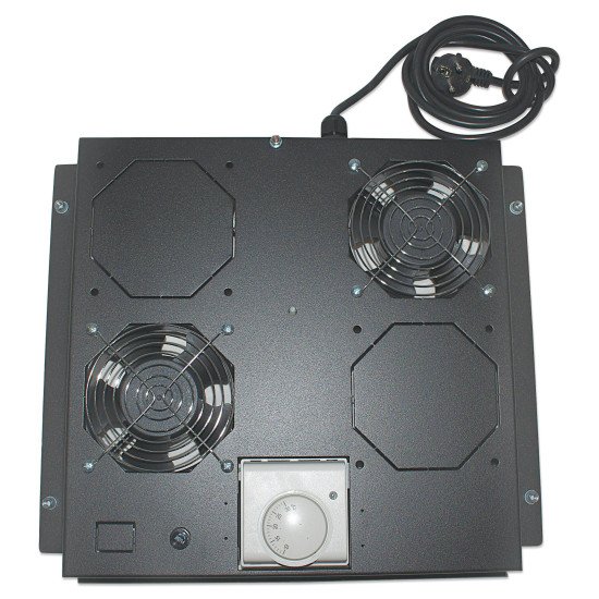 Intellinet Unité de ventilation à 2 ventilateurs pour racks 19", montage en toiture, avec thermostat, noire, garantie à vie