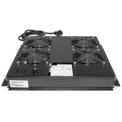 Intellinet Unité de ventilation à 4 ventilateurs pour racks 19", montage en toiture, avec thermostat, noire, garantie à vie