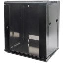 Intellinet Armoire réseau murale 19" (standard), 12U, profondeur 450 mm, noire, en kit, charge max. 60 kg, utilisable sur bureau ou sol, profondeur utile 270 à 350 mm, , porte métal et verre, panneaux latéraux amovibles