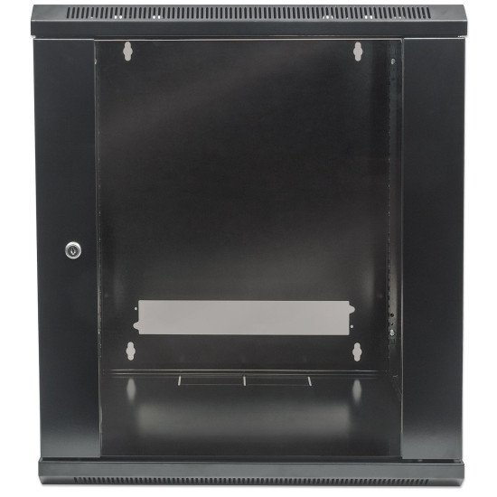 Intellinet Armoire réseau murale 19" (standard), 12U, profondeur 600 mm, noire, en kit, charge max. 60 kg, utilisable sur bureau ou sol, profondeur utile 410 mm, porte métal et verre, panneaux latéraux amovibles
