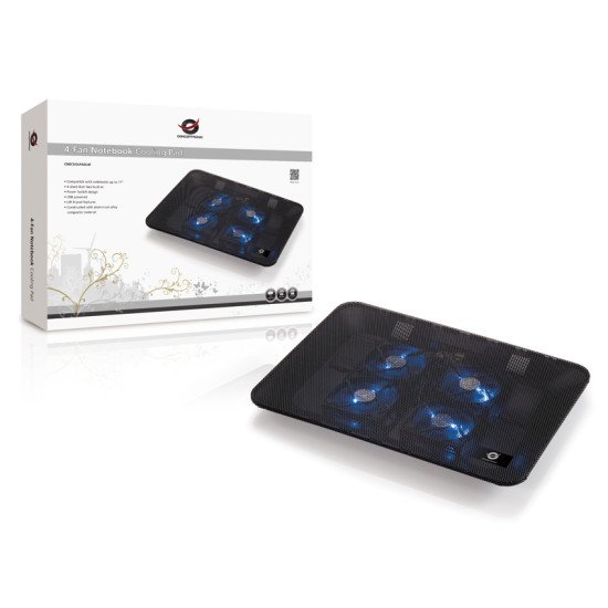 Conceptronic Support de refroidissement de portable à 4 ventilateurs Conceptronic Support de refroidissement de portable à 4 ventilateurs