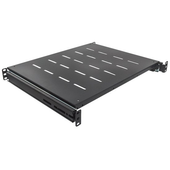 Intellinet Étagère coulissante 19", 1U, pour armoires et racks de 600 à 800 mm de profondeur, profondeur d'étagère 350 mm, charge max. 35 kg, noire, garantie trois ans